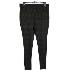 Tahari Womens Leggings Medium Window Pane Glen Plaid Gray Wide Band High Rise